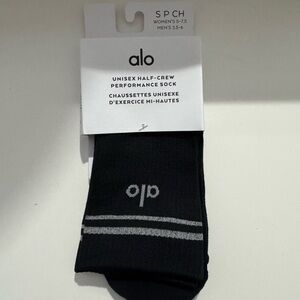 ALO Yoga Black and Gray Crew Socks unisex half crew performance sock